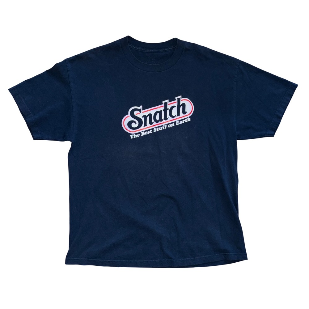 Snatch The Best Stuff On Earth T-Shirt XL Navy Blue Snapple Parody Skate Tee